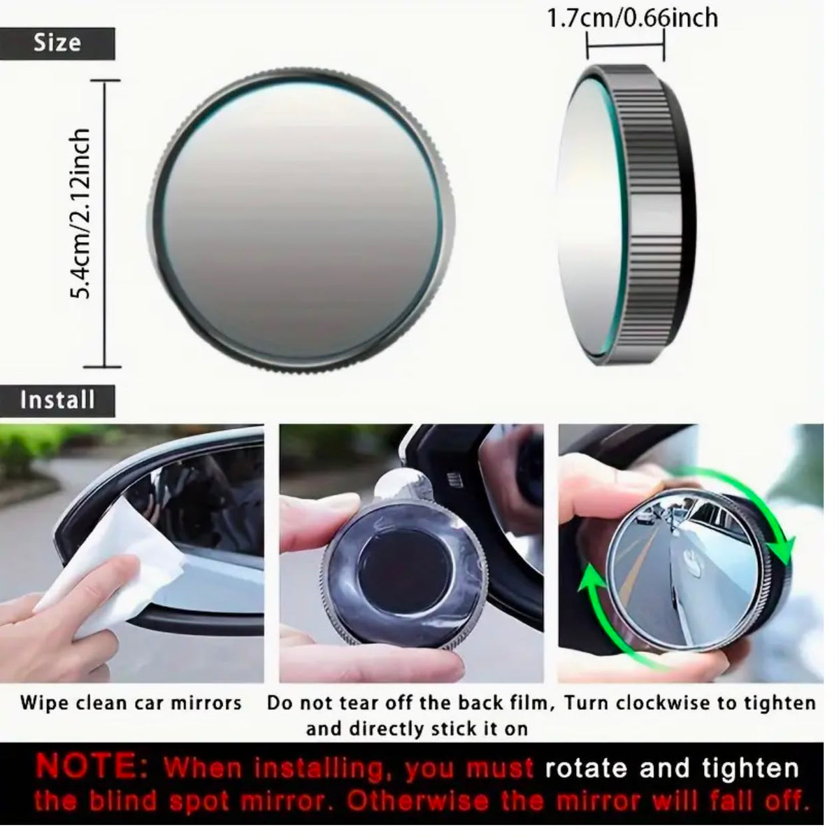 HD Blind Spot Mirror - 360° Wide-A Convex Rearview Mirror | Easy Installation & Fnhanced Driving Safety