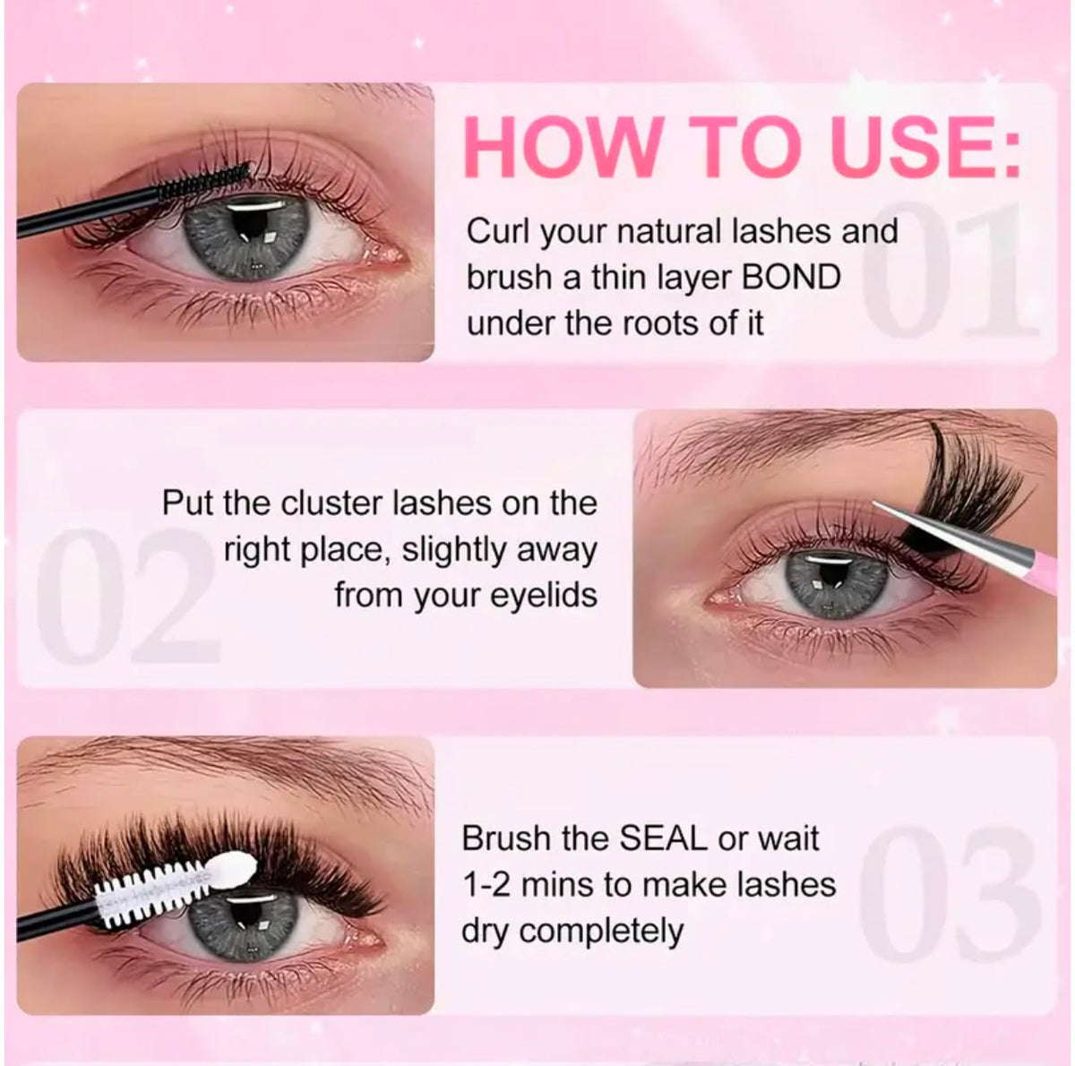 Individual Eyelash Clusters – D Curl 8–16mm | Wide Stem | 30D | DIY Lash Extension Kit | Natural Look & Extra Thick | Reusable Cluster Lashes for Home Use, Travel & Events