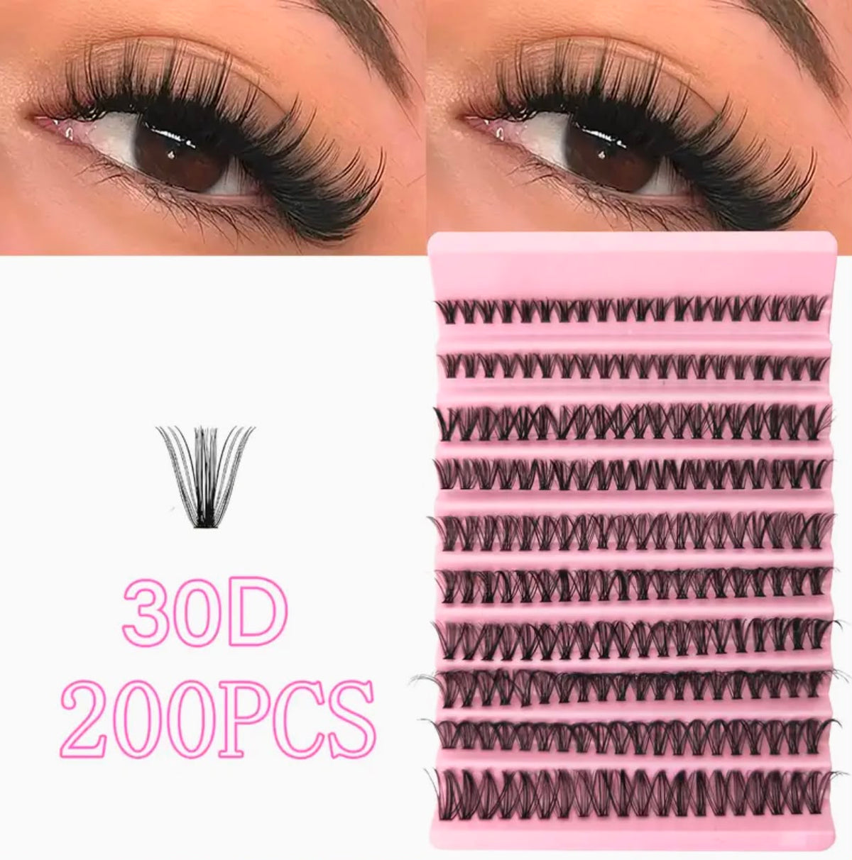 Individual Eyelash Clusters – D Curl 8–16mm | Wide Stem | 30D | DIY Lash Extension Kit | Natural Look & Extra Thick | Reusable Cluster Lashes for Home Use, Travel & Events